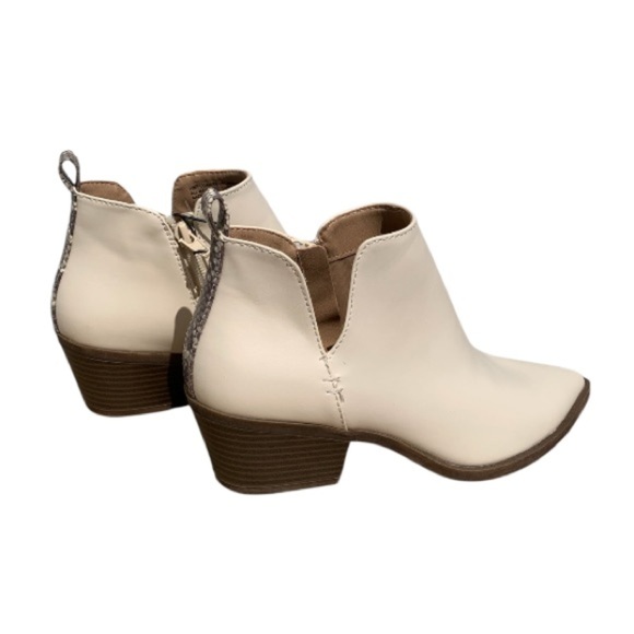 Sexy Faux Snakeskin Trim Side Zip 1 7/8” Cuban Heel Booties Cowboy Boots - Picture 3 of 6